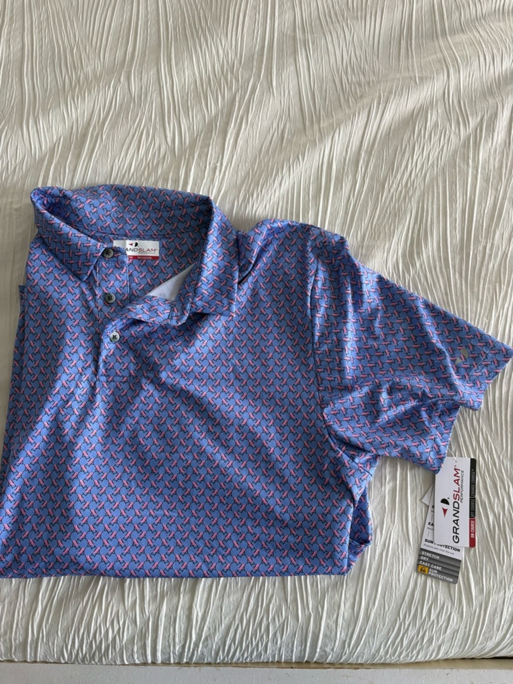 Grand Slam Purple-Blue Geometric Polo